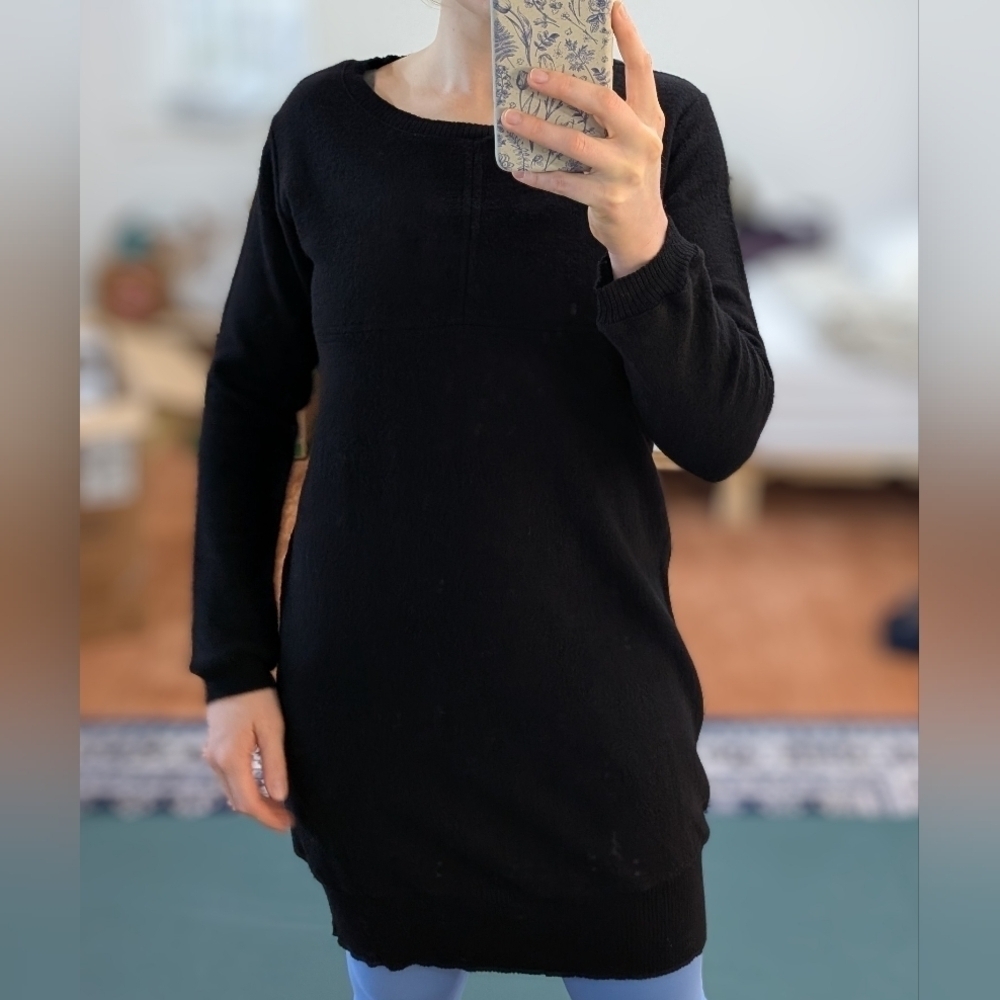 Alpha Massimo Rebecchi | 100% Wool Mini Black Sweater Dress Minimalist Size 10 - Picture 9 of 9